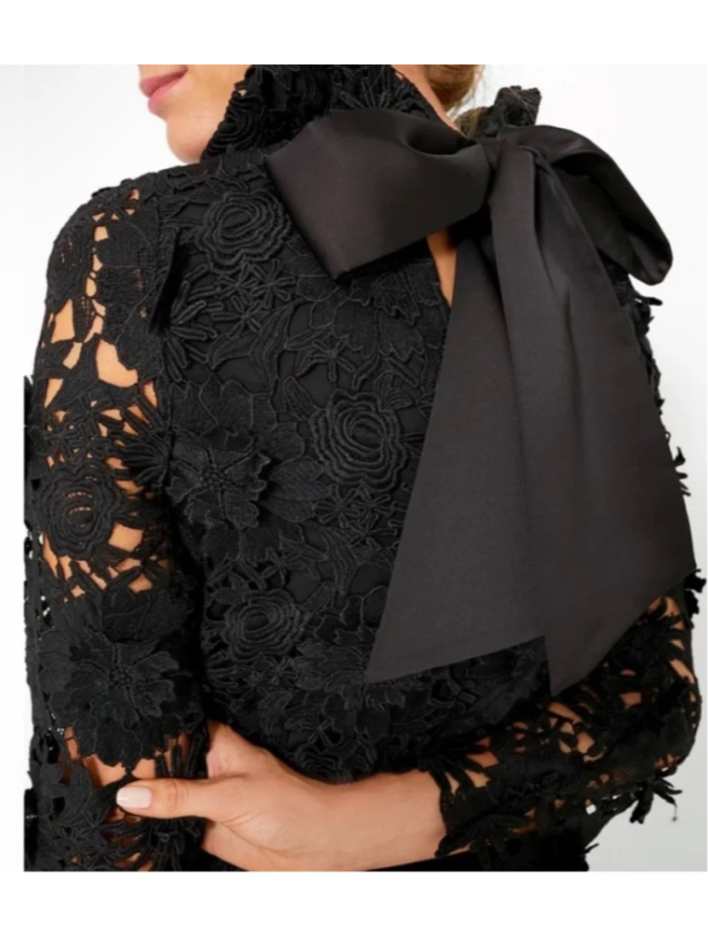 Tuckernuck Daphne Black Floral Lace Long Sleeve Mini Dress Size XL New - Picture 3 of 9